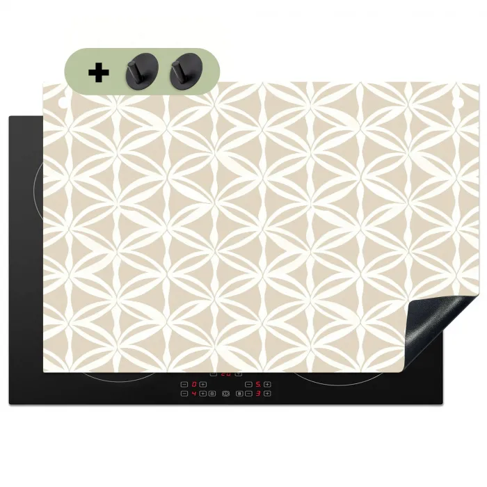 Motief - Modern - Beige Inductie beschemer met haakjes klein 777 -3d