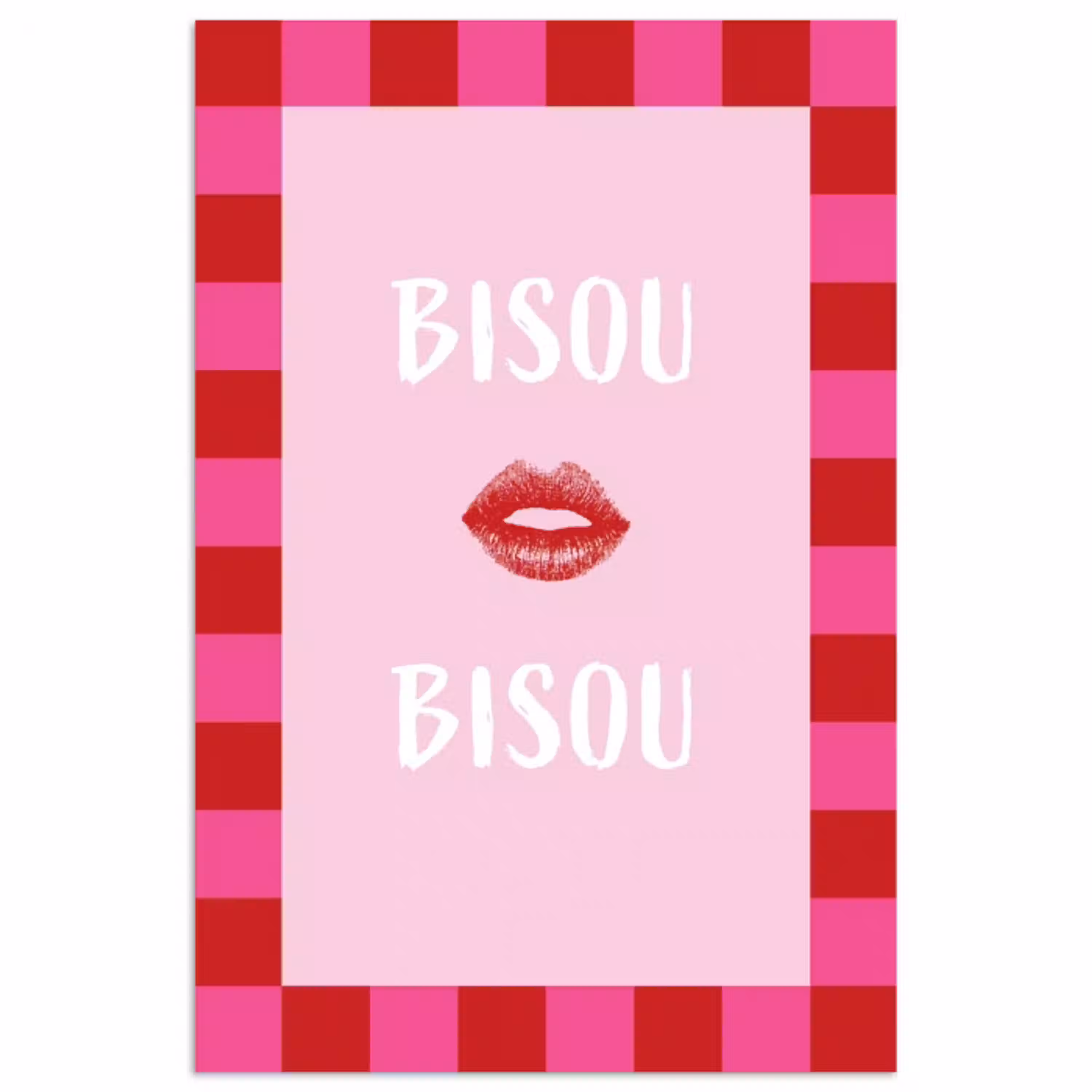 Kiss - Roze - Frans - Valentijn poster papier klein -3d