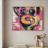 Portret - Vrouw - Abstract - Zonnebril Textielframe zwart klein -sfeer2