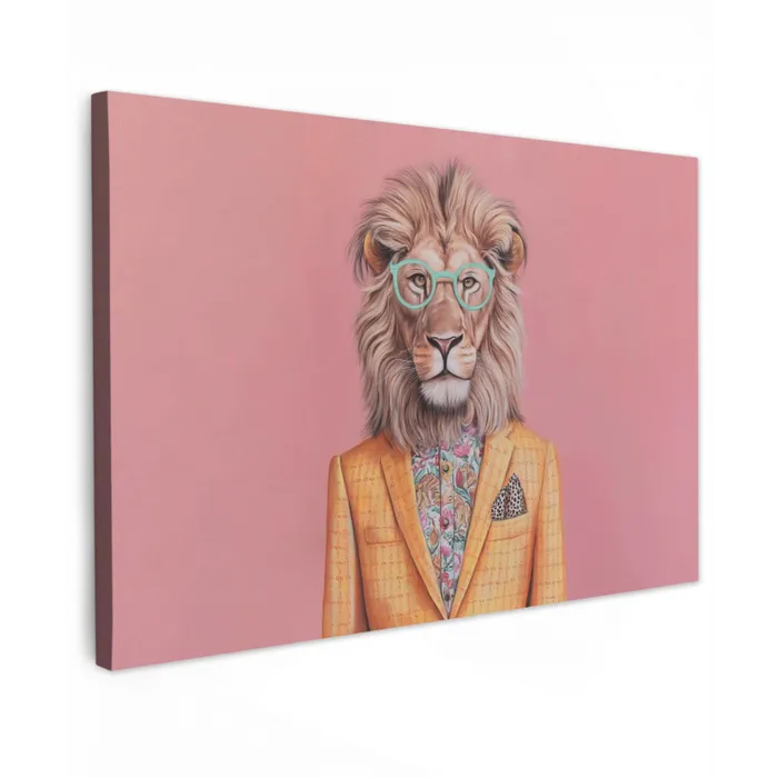 Leeuw - Pak - Geruit - Bril canvas 2cm klein -z3d