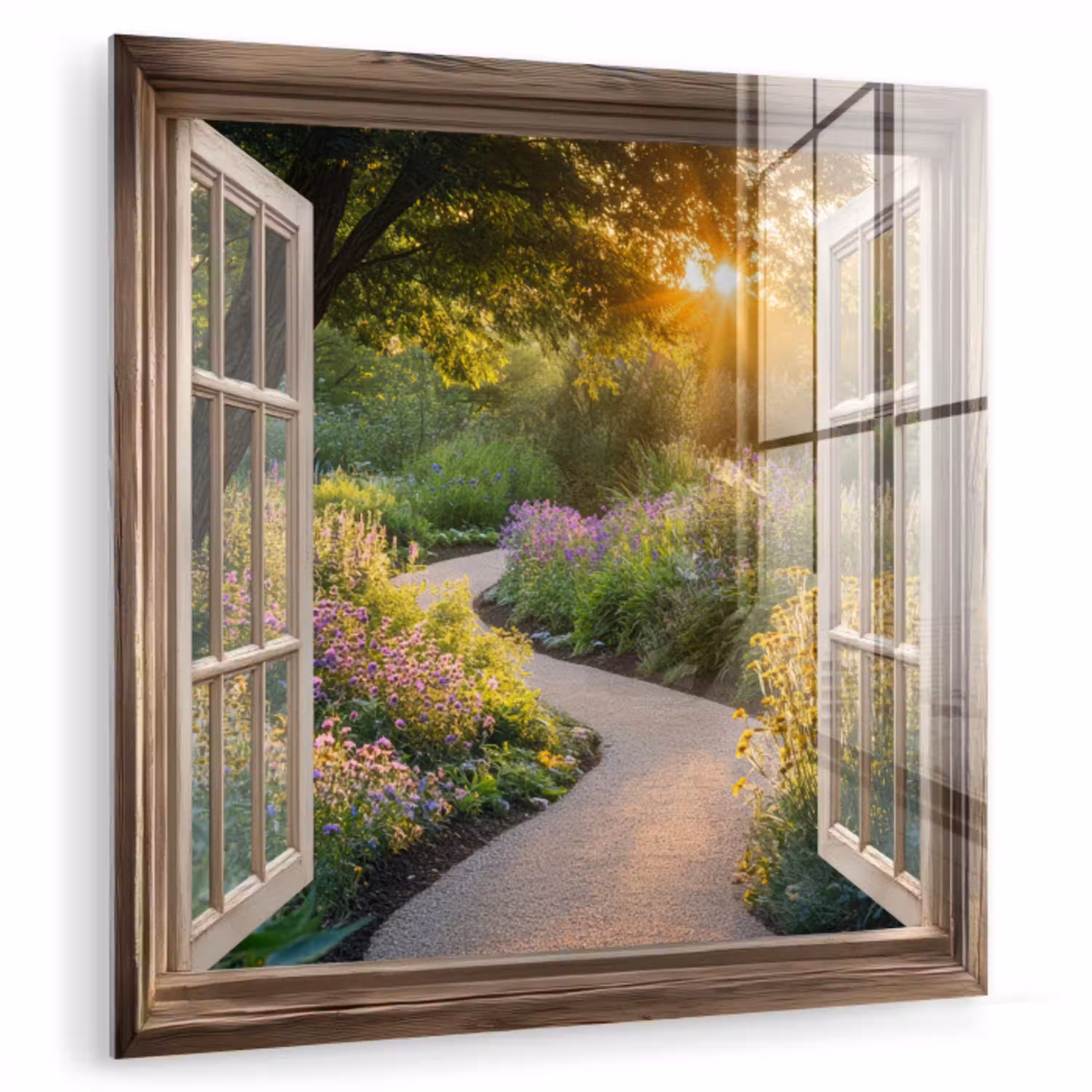 Doorkijk - Bloemen - Natuur - Zon - Pad plexiglas 5mm klein -zzzproduct_nieuw