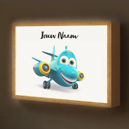 Vliegtuig - Blauw - Kinderen - Jongens Light Box met batterij (Wandlamp kind) middel -z3d_website