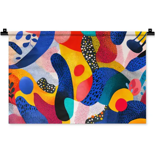 Vormen - Abstract - Stippels - Blauw Wandkleed katoen klein -zz3d