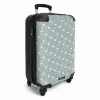 Grijsgroene achtergrond met witte hartjes NBS - Handbagage koffer - Kinderen Unisex middel -productfoto_3d