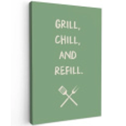 Grill - Groen - Zomer - Quote Tuinposter op houten frame 2 cm dik klein -3d