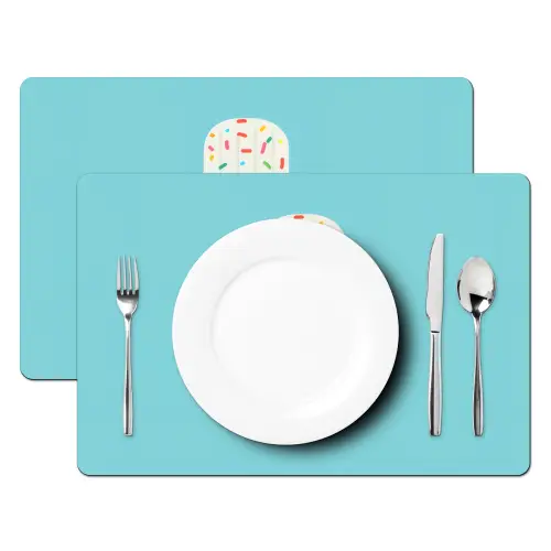 Ijsje - Stokje - Sprinkles - Lichtblauw Placemat vinyl groot -zzsfeer2_Kitchenyeah-website