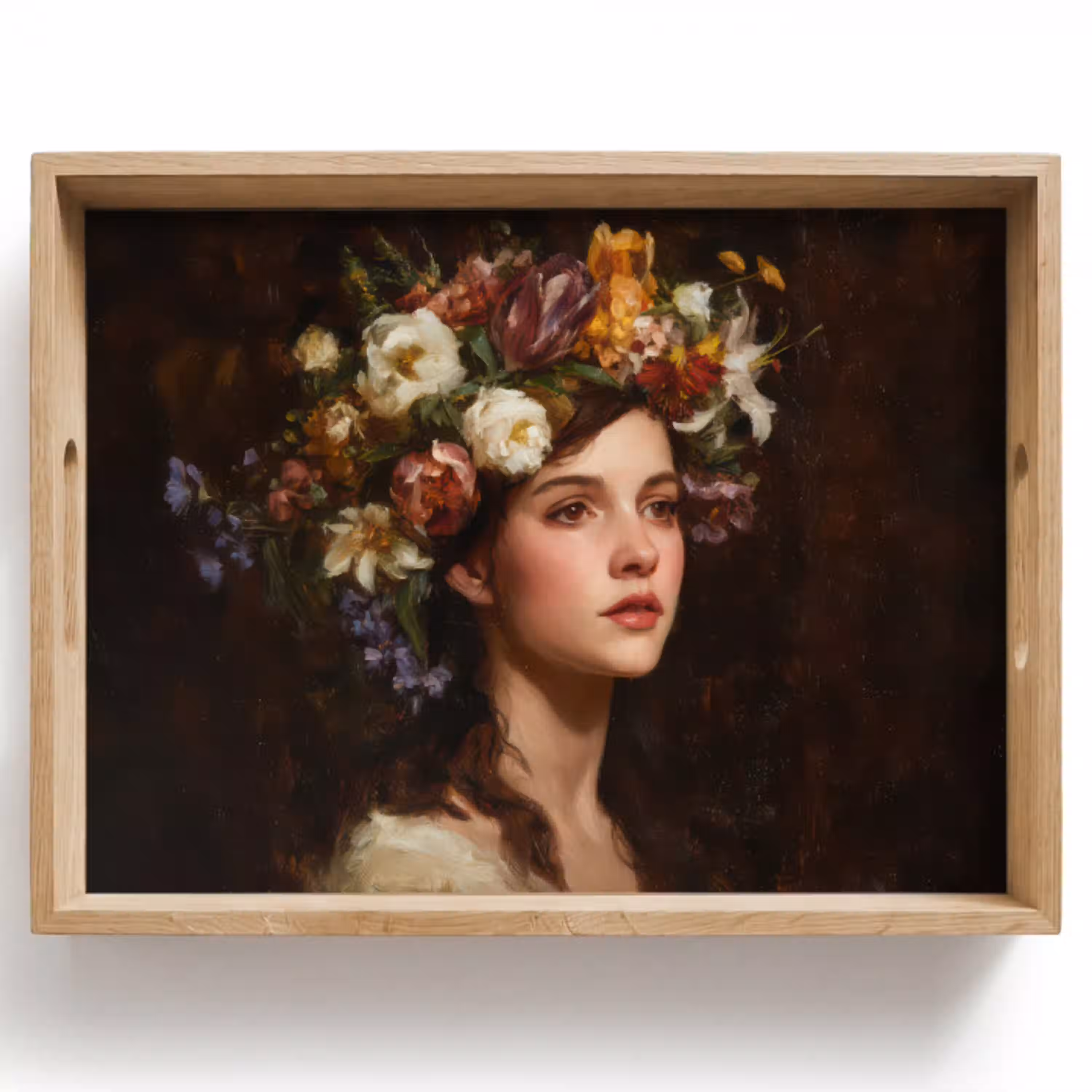 Portret - Vrouw - Bloemen Dienblad Rechthoek middel -z3d_shopping