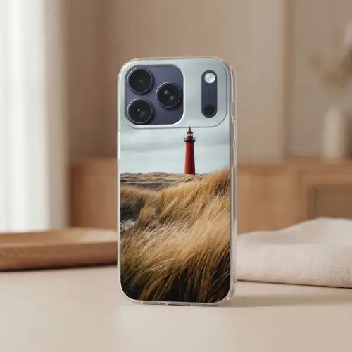 Duinen - Vuurtoren - Rood - Lucht Telefoonhoesje iPhone 17 Pro klein -sfeer2