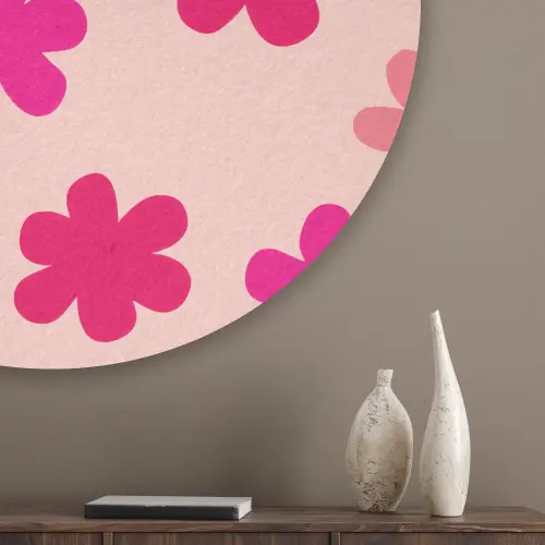 Bloemen - Patroon - Roze Akoestische PET Vilt - Rond klein -sfeer5_closeup