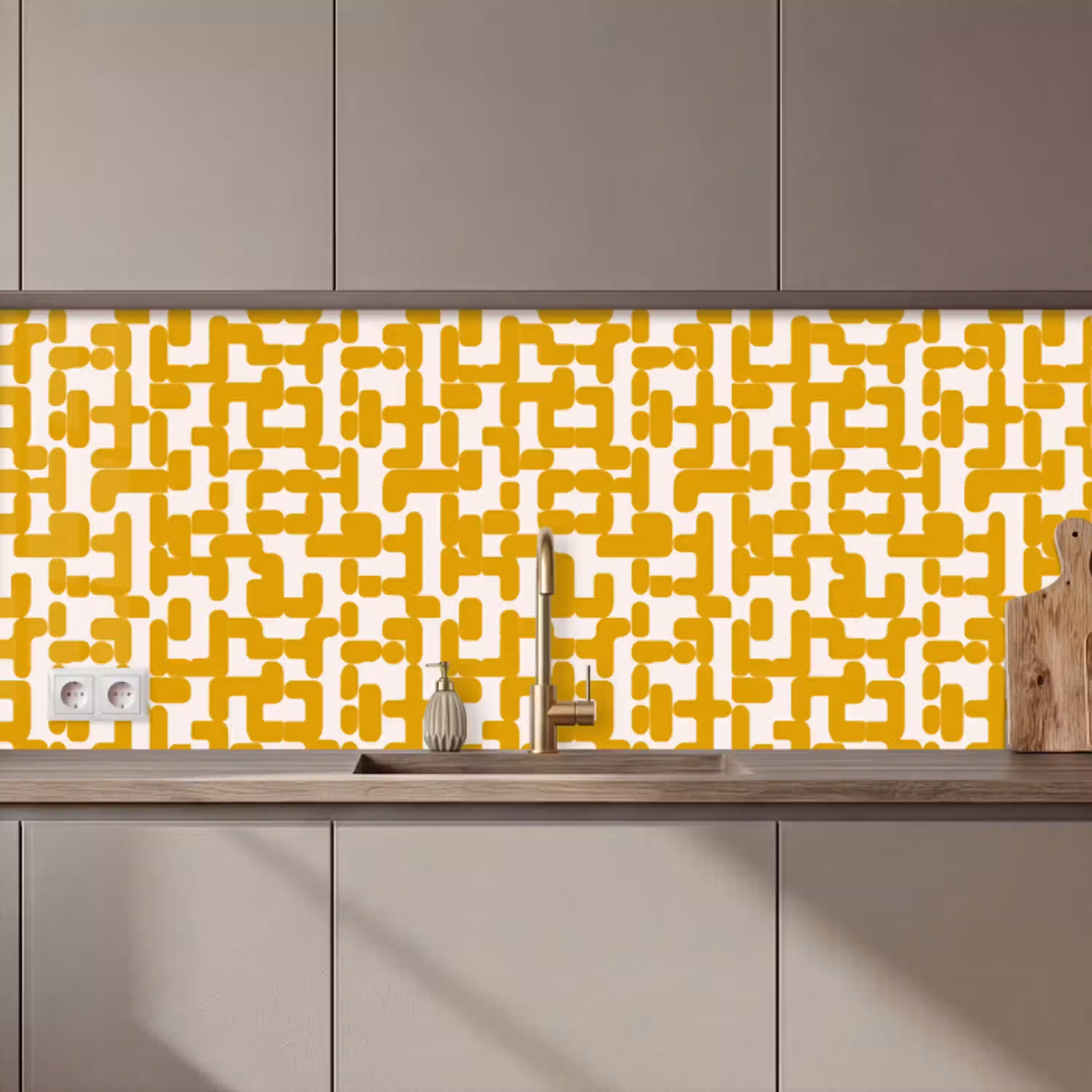 Geel - Beige - Patroon keuken achterwand 2 middel 871 zz_3dshopping
