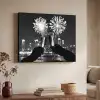Vuurwerk - Proosten - Skyline - Champagne Textielframe zwart klein -sfeer3
