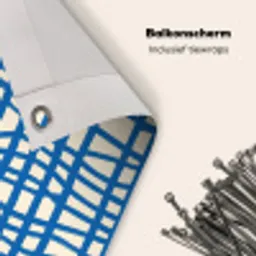 Ruitpatroon - Blauw - Crème Balkonbeschermer Duitsland klein 596 -closeup_NL