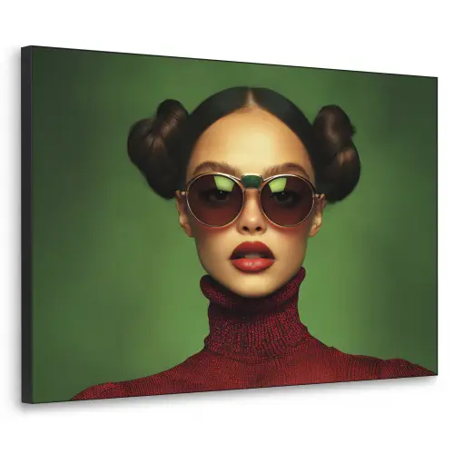 Vrouw - Groen - Bril - Aesthetic - Modern Textielframe zwart klein -3d