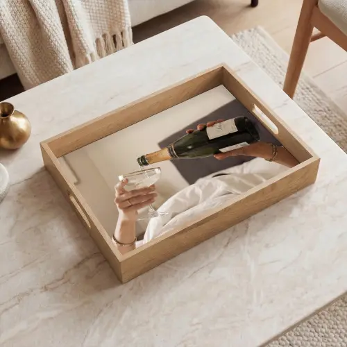 Champagne - Bed - Bubbels Dienblad Rechthoek middel -sfeer1