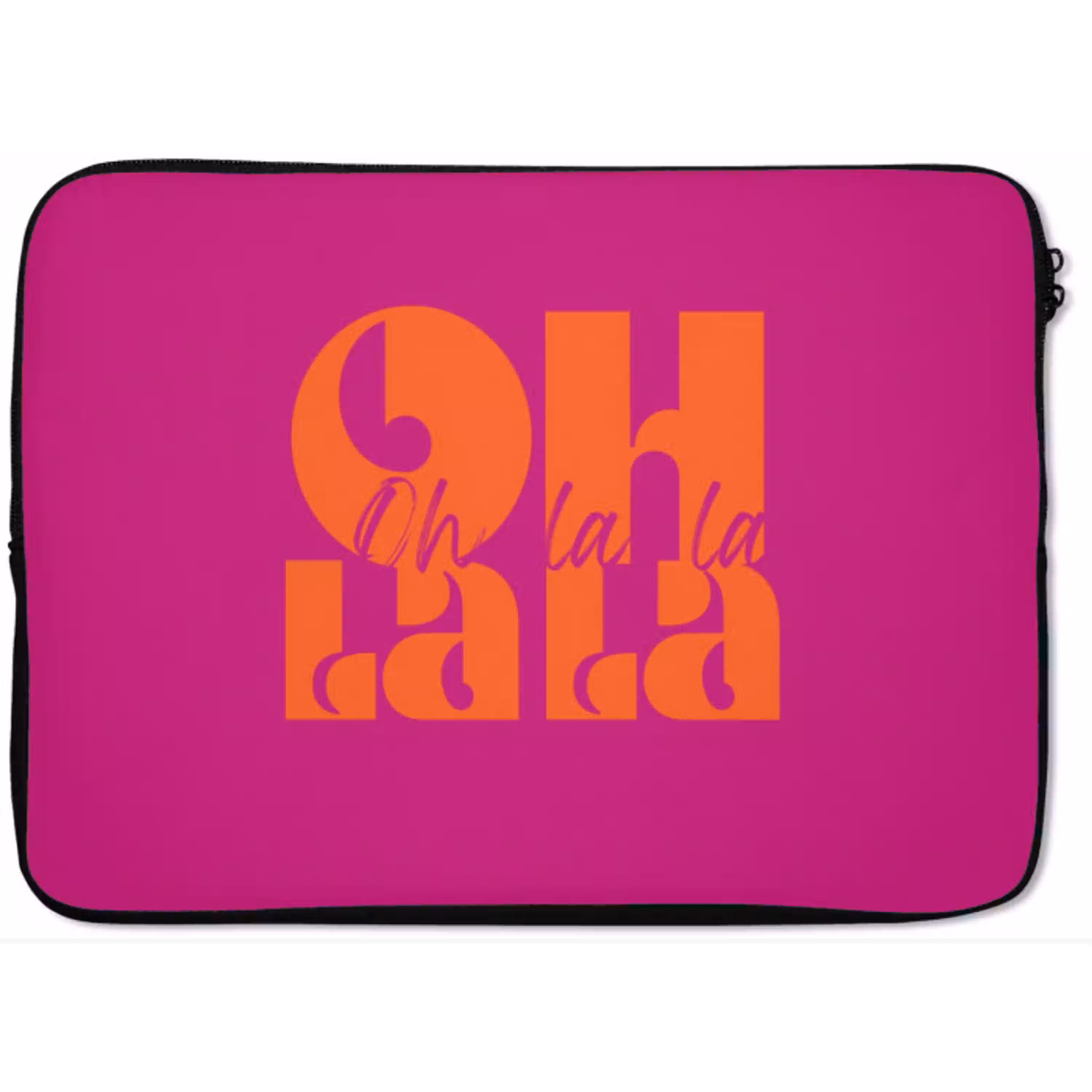 Oh la la - Roze - Oranje - Gestapelde letters laptophoes neopreen klein -zkaufland3dotto