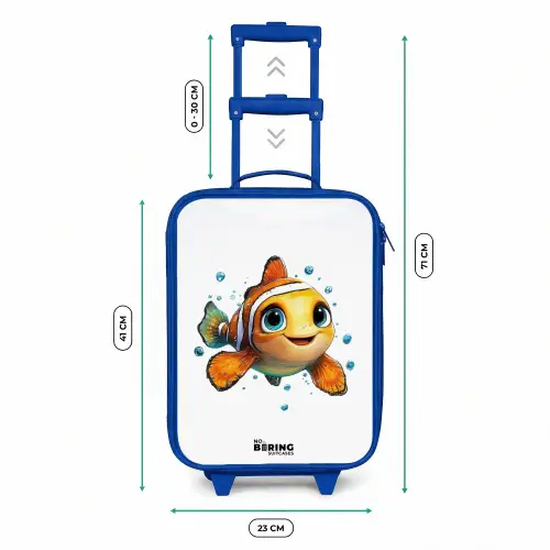Clownvis met bellen op witte achtergrond Kinderkoffer - Blauw klein -productfoto_formaten