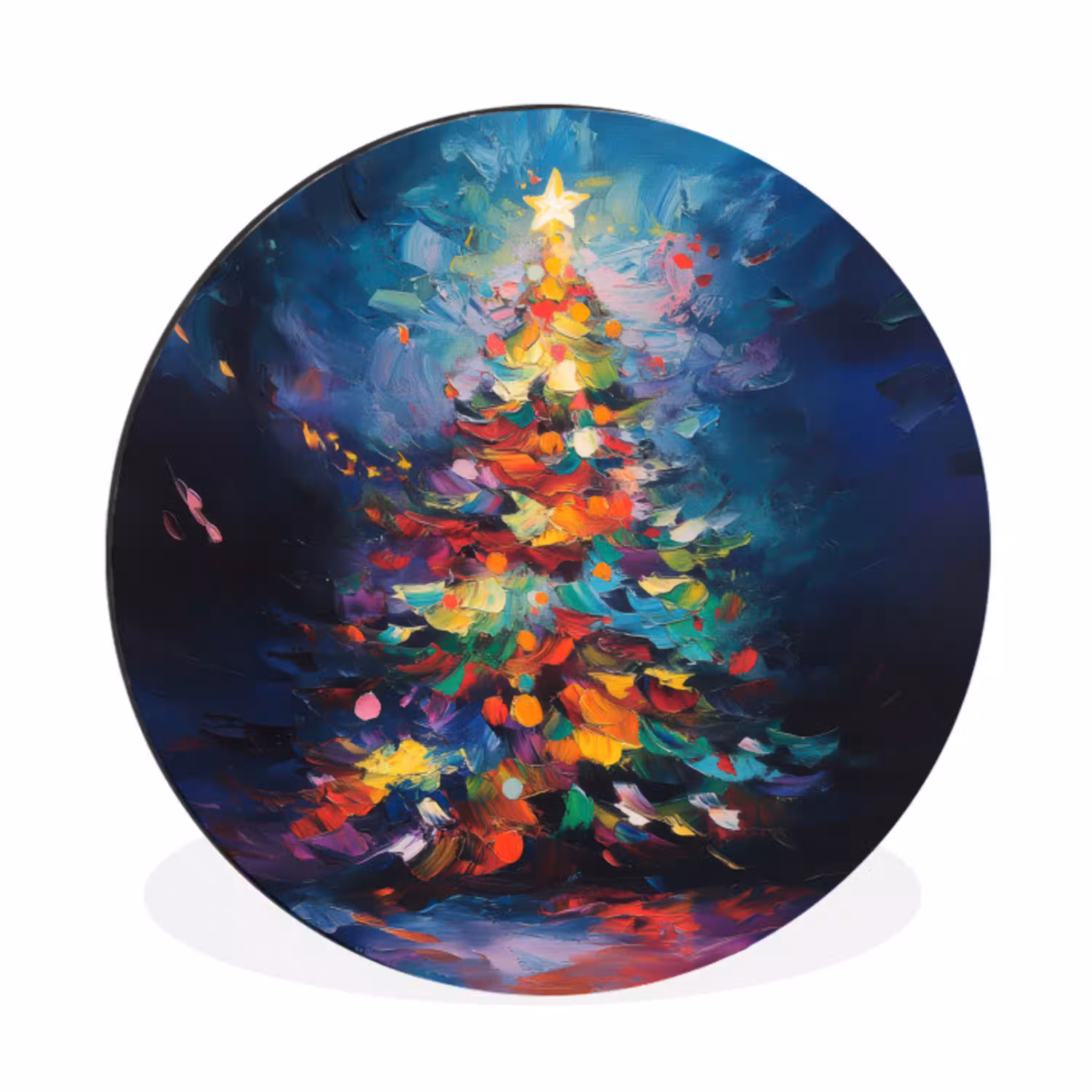 Kerstboom - Kerst - Abstract - Kleurrijk Wandcirkel aluminium klein -3d
