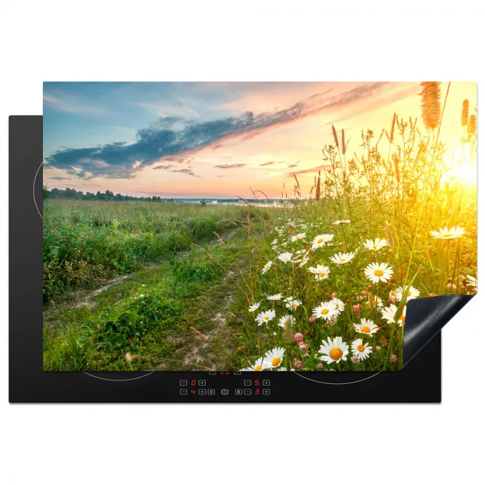 Bloemen - Madelief - Natuur - Zon - Horizon Inductie beschermer vinyl 3mm klein -3d