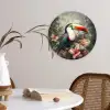 Toekan - Vogels - Bloemen - Planten - Tropisch Wandcirkel kunststof plaat 5mm dik klein -sfeer4