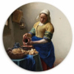 Het melkmeisje - Schilderij van Johannes Vermeer Wandcirkel kunststof plaat 5mm dik klein -3d