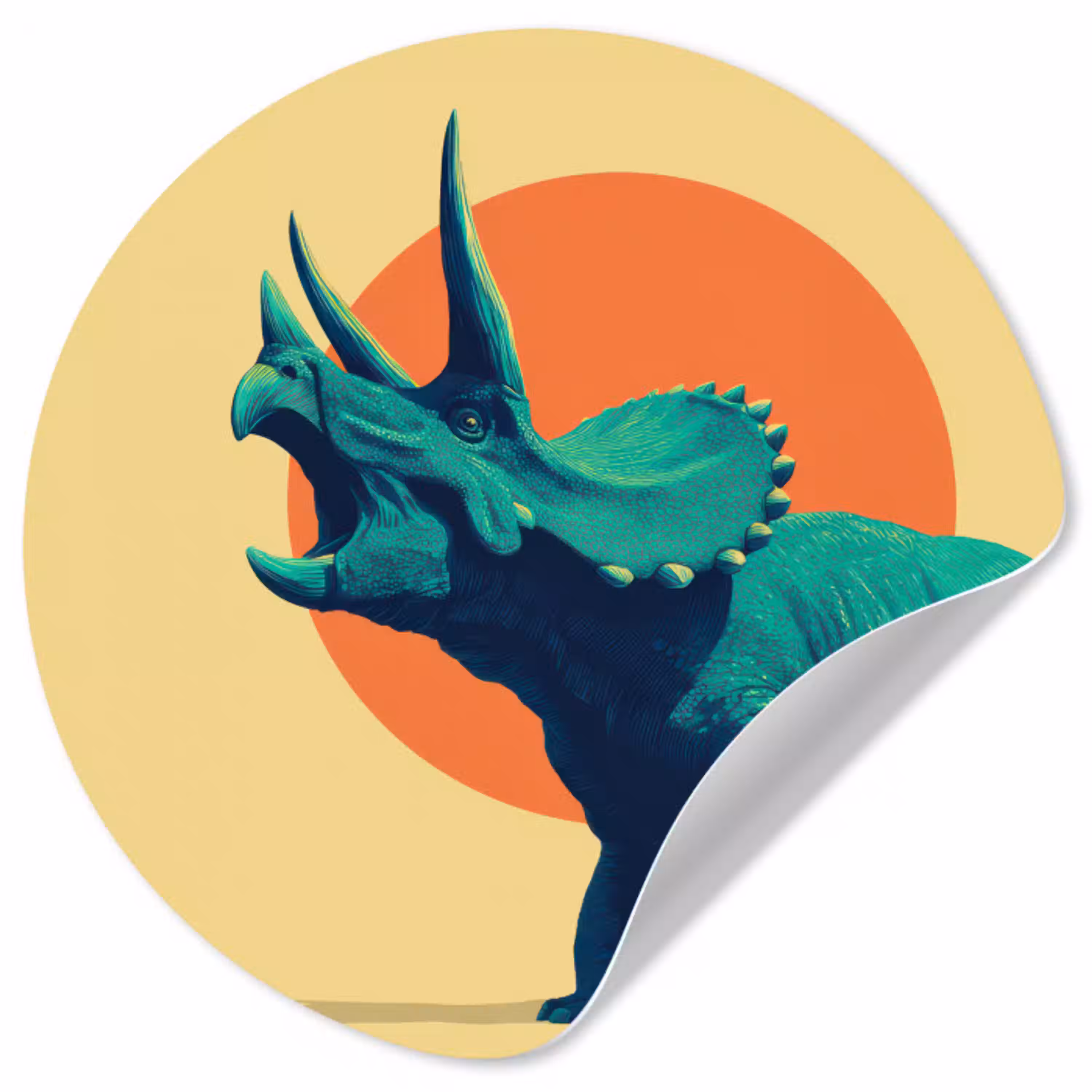 Triceratops - Cirkel - Oranje - Hoorns Wandcirkel behangsticker klein -3d