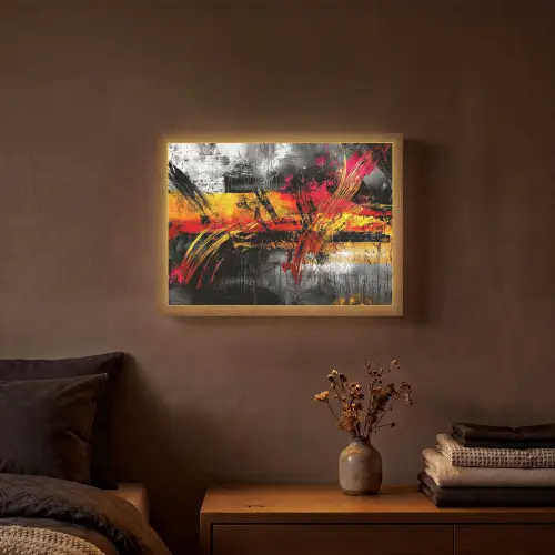 Kunst - Zwart - Abstract Light Box met batterij (Wandlamp) middel -sfeer4