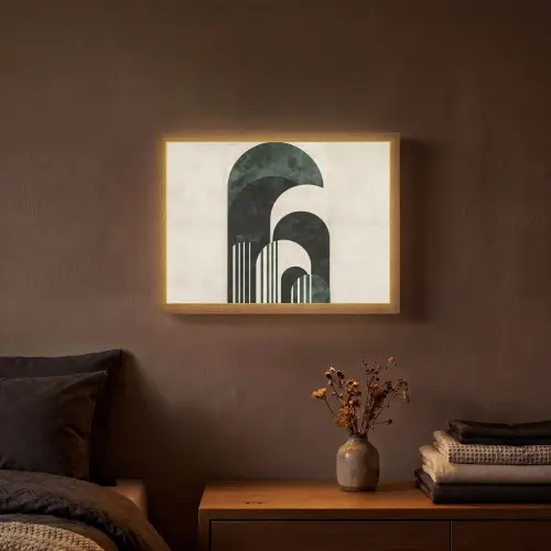 Bogen - Donkergroen - Lijnen Light Box met batterij (Wandlamp) middel -sfeer4