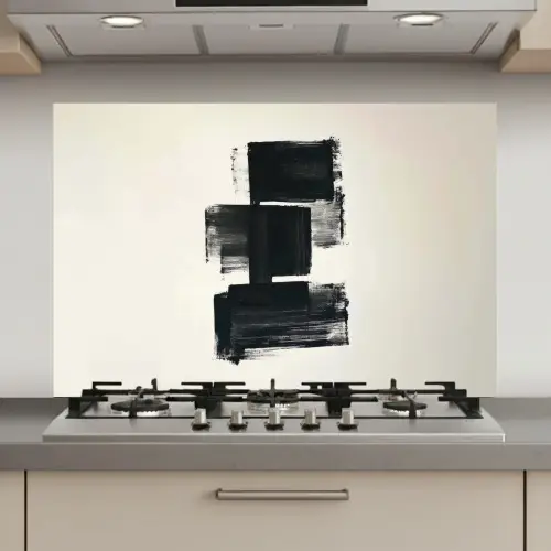 Rechthoeken - Penseelstreken - Abstract - Zwart keuken achterwand spatscherm klein -3d_website
