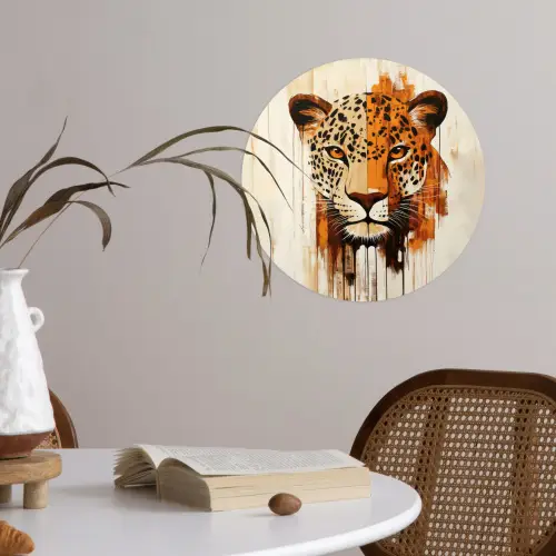 Luipaard - Symmetrisch - Strepen Wandcirkel behangsticker klein -sfeer3