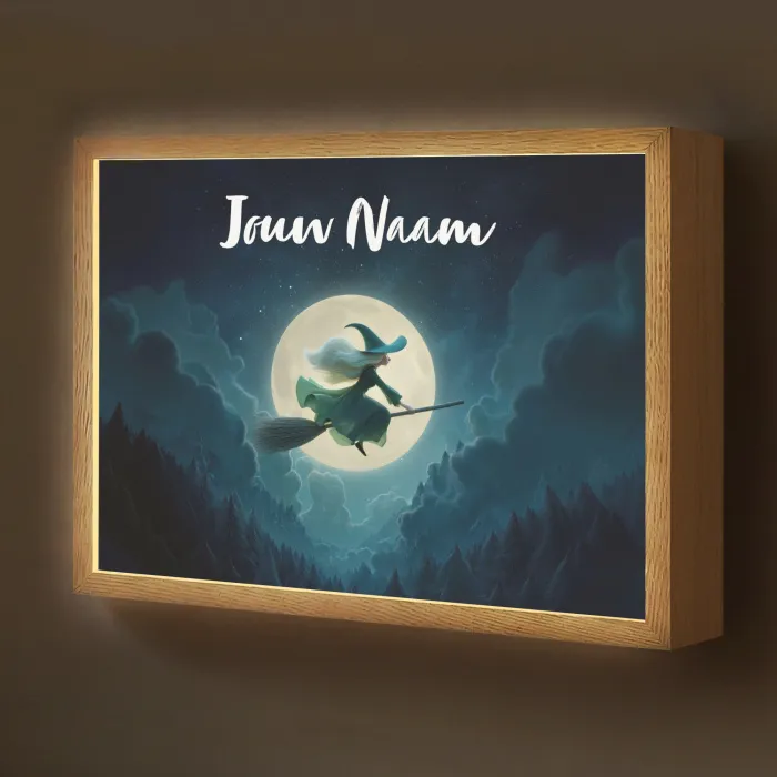 Heks - Maan - Bos - Magisch Light Box met batterij (Wandlamp kind) middel -z3d_website