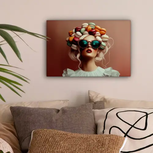 Vrouw - Macarons - Bril canvas 2cm klein -sfeer1