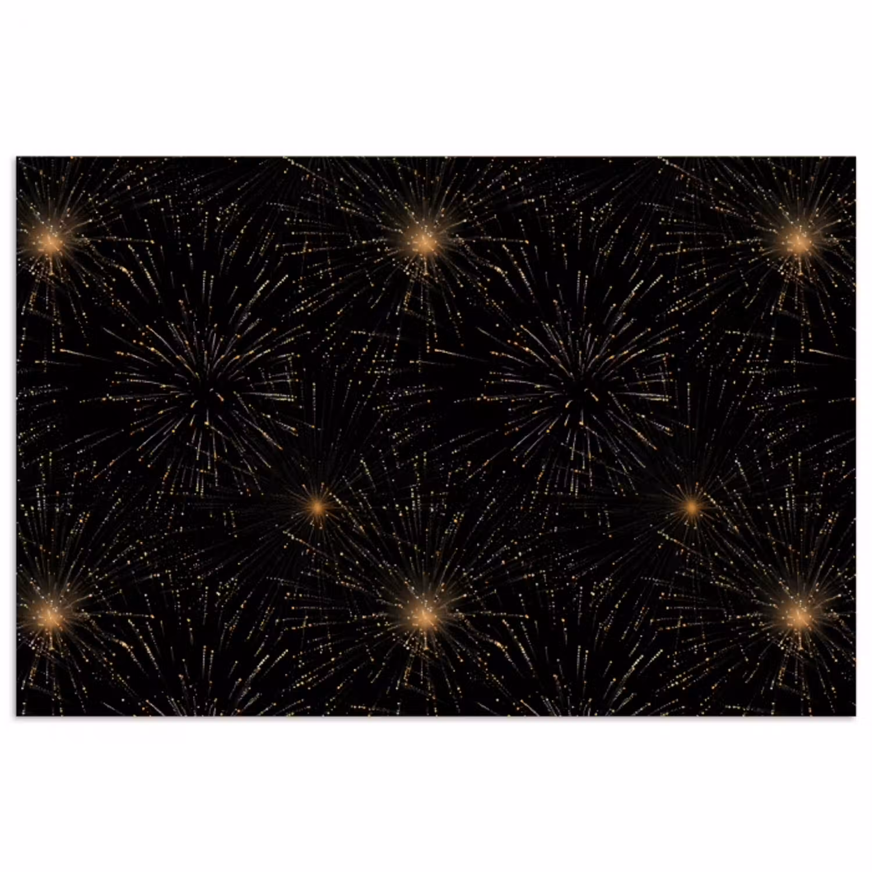 Vuurwerk - Patroon - Feestelijk - Goud - Zwart poster papier klein 62 -3d