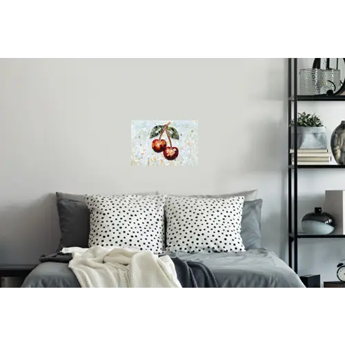 Kersen - Rood - Mozaïek - Blaadjes Muursticker klein -slaapkamer
