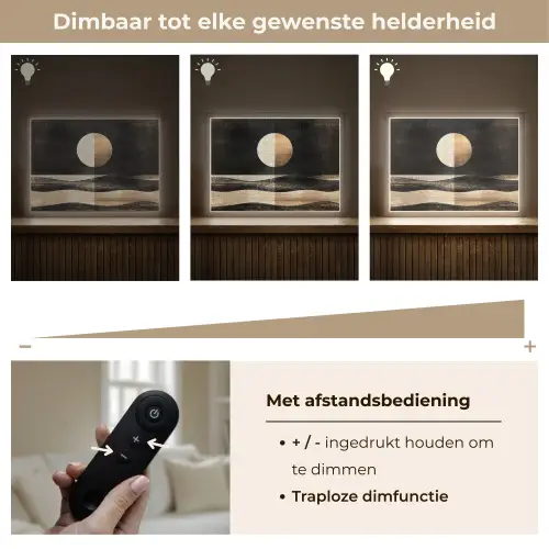 Maan - Cirkel - Goud Light Box met batterij (Wandlamp) middel -USP_dimbaarNL