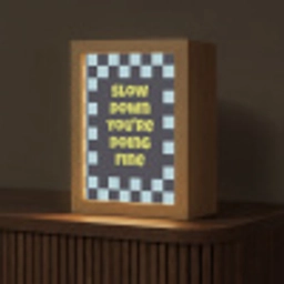 Patroon - Geblok - Blauw - Slow down you're doing fine Light Box met kabel (Tafellamp) klein -z3d_website
