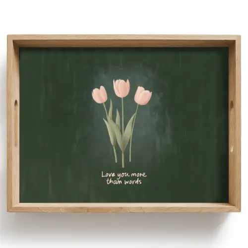 Tulpen - Roze - Tekst - Love Dienblad Rechthoek middel -z3d_shopping