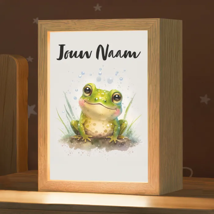 Kikker - Groen - Waterverf - Dieren - Jongen - Meisje Light Box met kabel (Kinderlampje) klein -zzz_3d_website