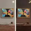Kunst - Kleurrijk - Vrouw - Art - Abstract - Gezichten Light Box met batterij (Wandlamp) middel -sfeer3
