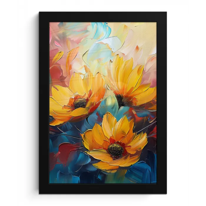 Bloemen - Dahlia - Kunst - Oranje - Watercolor fotolijst zwart zonder passe partout klein -3d