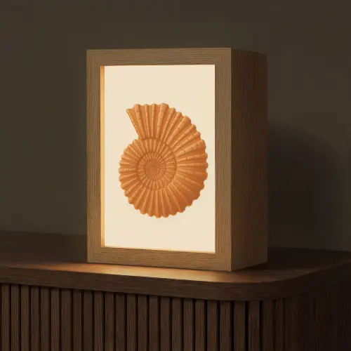 Schelp - Oranje - Ribbels Light Box met kabel (Tafellamp) klein -z3d_website