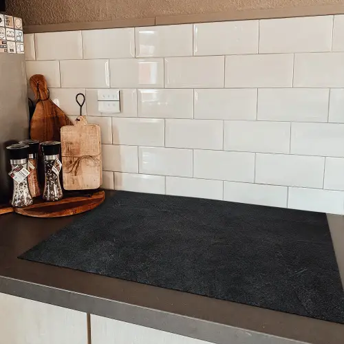 Diep Antraciet Textuur Inductie beschermer vinyl 3mm klein -sfeer3