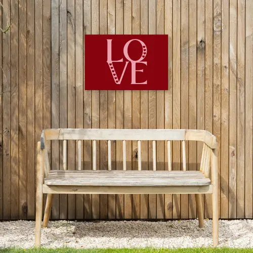 Love - Rood - Hatjes Tuinposter op houten frame 2 cm dik klein -sfeer4