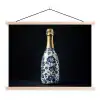 Champagne - Bloemen - Goud - Chique textielposter latten blank klein -3d
