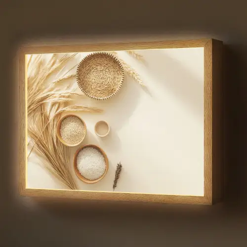 Granen - Hout - Kom - Beige Light Box met batterij (Wandlamp) middel -z3d_website