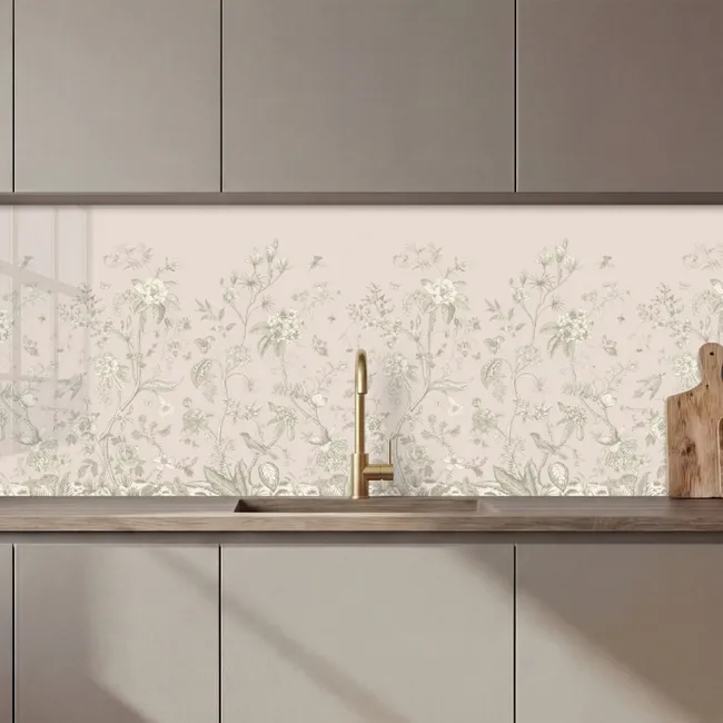 Kitchen splashback - Flowers - Beige - Botanical - Vintage