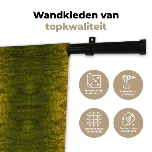Slang - Boa - Geel - Groen Wandkleed katoen klein 269 -sfeer2