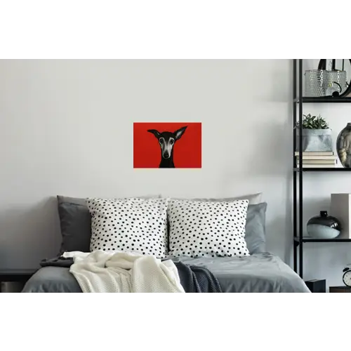 Windhond - Minimalistisch - Rood Muursticker klein -slaapkamer