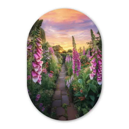Vingerhoedskruid - Bloemen - Tuin Wandcirkel Ovaal Forex klein -3d