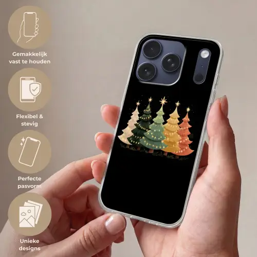 Kerstbomen - Kleurrijk - Lichtjes - Ster Telefoonhoesje iPhone 17 Pro klein -sfeer3_NL