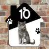 Zwart wit - Huisdier - Grijze kat Naambord Huisje klein -sfeer6